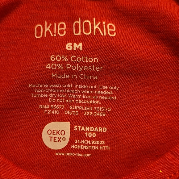 NWT Okie dokie size 6M red bodysuit - Picture 5 of 6